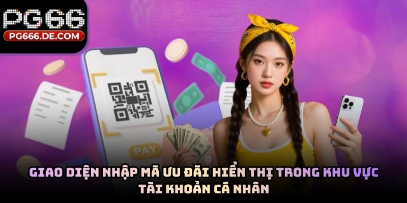 Giao diện nhập mã ưu đãi hiển thị trong khu vực tài khoản cá nhân