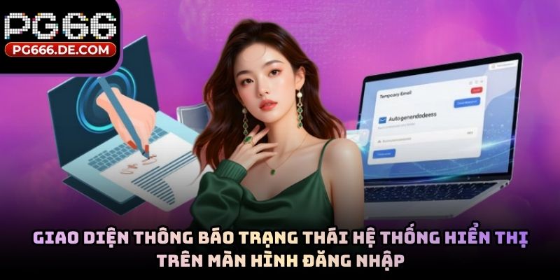 Giao diện thông báo trạng thái hệ thống hiển thị trên màn hình đăng nhập